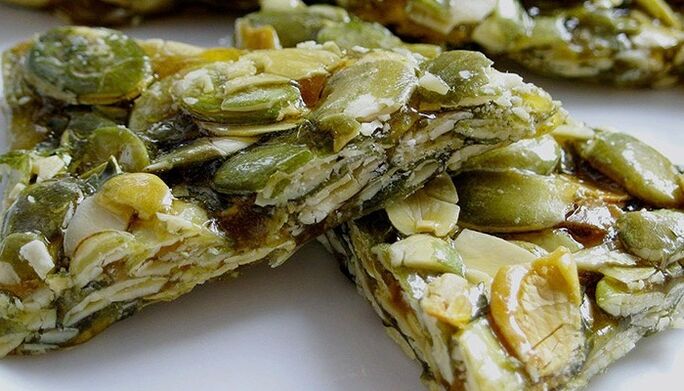 kozinaki dari biji labu untuk cacing